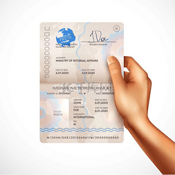 id识别图片_人手拿着国际生物识别护照的模型