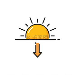 日落矢量图片_日落，天气预报太阳图标，颜色轮