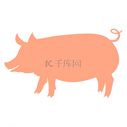 猪的轮廓图农场和农业的风格化图