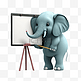 动物手举白板3D立体元素大象