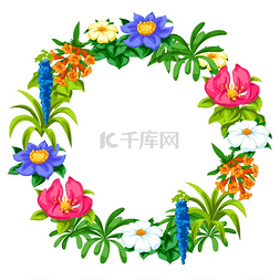 春天与旅游图片_与热带花卉的装饰框架。