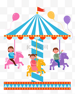 旋转木马图片_六一儿童节矢量旋转木马气球