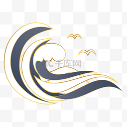 国潮风logo图片_国潮浪花装饰