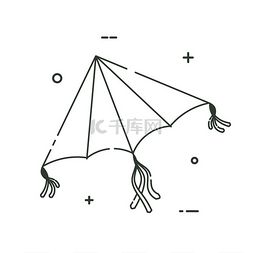 游戏插图图片_线型风筝白色背景上隔离的线条图