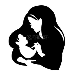 幸福美丽图片_美丽的母亲剪影与婴儿。
