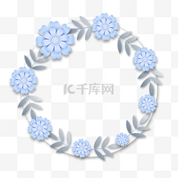 花卉环绕图片_剪纸花卉圆形透明边框