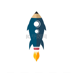铅笔火箭图片_太空火箭飞船铅笔标志图标符号矢