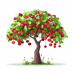 桃园三结义卡通图片_一颗结满樱桃的樱桃树