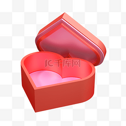 情人节立体心图片_C4D立体爱心礼盒红色