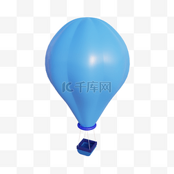 天空氢气球图片_3DC4D立体蓝色热气球