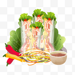 美味食物颜色丰富海鲜配菜越南春