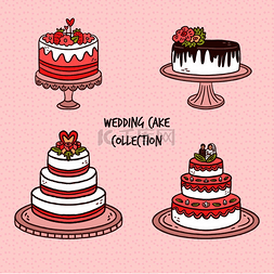 婚礼蛋糕设置主题矢量艺术