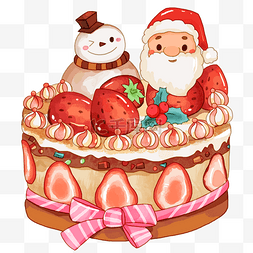 日本装饰品风格图片_日本圣诞节草莓蛋糕卡通画