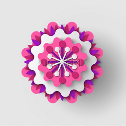 现代色卡图片_大一剪纸多色花，由白色、粉色和