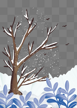 冬天冬季立冬节气积雪树木