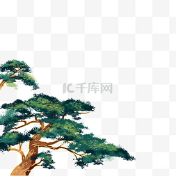 中国风古风国潮风松树描线