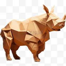 犀牛可爱图片_日本折纸风格动物犀牛