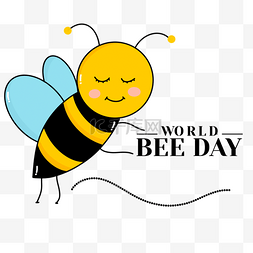 圆头蓝色翅膀蜜蜂世界蜜蜂日插画