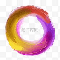 彩色圆环笔刷图片_撞色笔刷彩色渐变圆环涂鸦