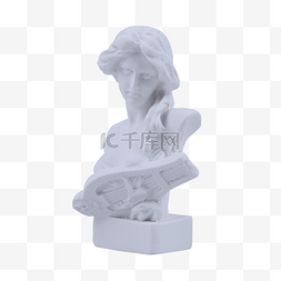 神话雕塑图片_琴女雕像半身像雕塑石膏像