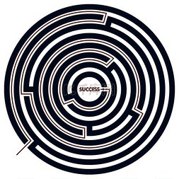 红线背景图片_圆形迷宫的矢量插图，将解决方案