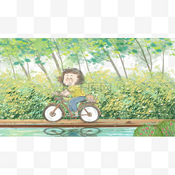 骑行风景图片_世界骑行日女孩自行车风景