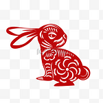 新年春节兔年兔子剪纸