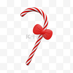 圣诞拐杖素材图片_3DC4D立体圣诞蝴蝶结拐杖糖