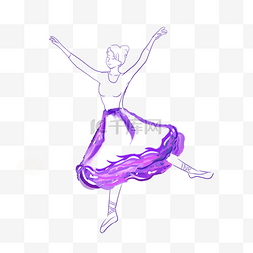 少女线描图片_芭蕾舞水彩紫色裙子女孩