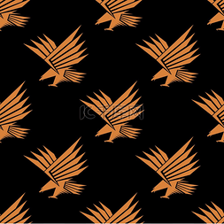 飞鹰标志图片_风格化的飞鹰的无缝背景图案棕色