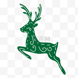 绿色圣诞麋鹿装饰图形