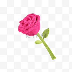 春季3d立体图片_春季3D立体毛绒风玫瑰花朵元素