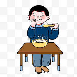 美食传统人物图片_冬天冬至吃饺子吃汤圆小男孩人物