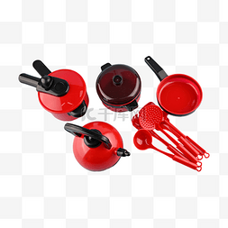 红色高压锅图片_红色家用金属高压锅烧水壶煎锅汤