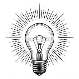 创意灯泡想法图片_雕刻灯泡用于创意或照明概念矢量