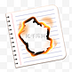 橙色笔记本纸燃烧火焰撕纸