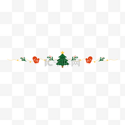 针织手套矢量图图片_冬季冬天圣诞节圣诞树植物分割线