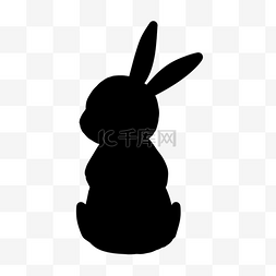 耳朵兔图片_兔子剪影垂着耳朵蹲着