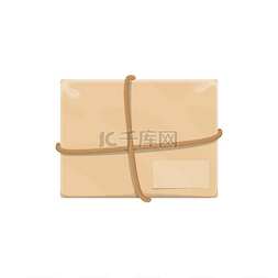 包裹礼物包图片_用绳子包裹的纸盒矢量隔离图标包