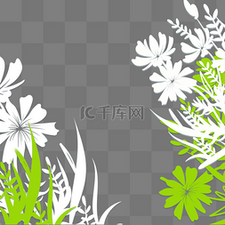 白绿色树叶图片_白绿色剪纸植物边框