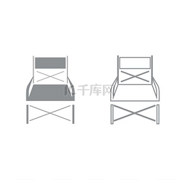 休闲折叠椅图片_折叠椅灰色套装图标