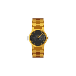 手表白色图片_平面风格的手表插图金色机械表手