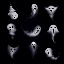 恐怖和有趣的鬼魂情绪图标集由逼