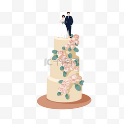 蛋糕雕花图片_婚礼玫瑰花人物蛋糕
