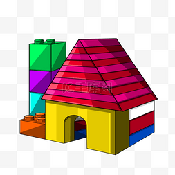 长方形玩具图片_积木房子卡通图案