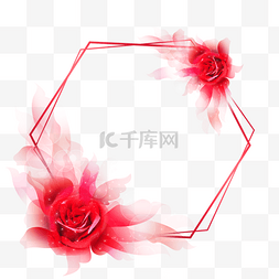 卡通手绘边框图片_红色盛开玫瑰花卉光效抽象边框