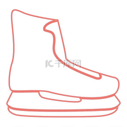 滑冰轮廓图片_霓虹灯滑板红色矢量插图图像平面