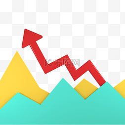 经济增长矢量图片_3d红色箭头统计折线图