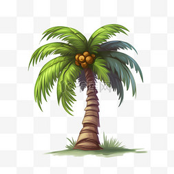 插画棕榈树图片_卡通风格阳光棕榈树
