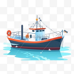 小型渔船图片_卡通手绘渔船船只